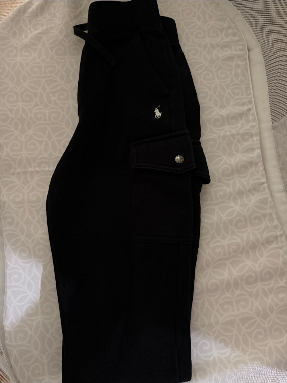 Ralph Lauren Black Cargo Jogger Pants with Logo